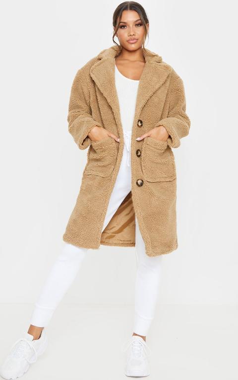 Camel Borg Longline Coat