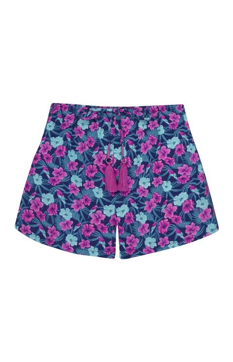 Shorts Blu E Rosa Con Stampa Floreale