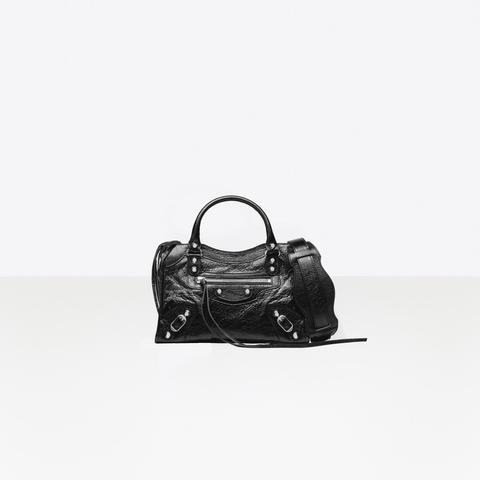 Classic City Mini Shoulder Bag In Black Arena Lambskin