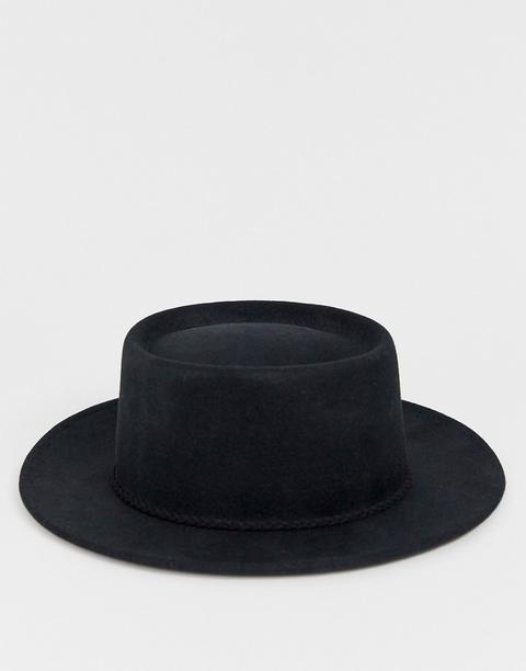 Sombrero De Fieltro Con Ala Telescópica Y Talla Ajustable En Negro De Asos Design