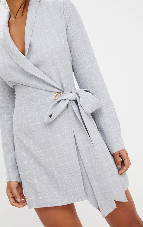 grey checked blazer dress