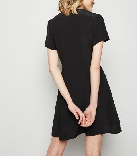 Black Button Up Tea Dress New Look