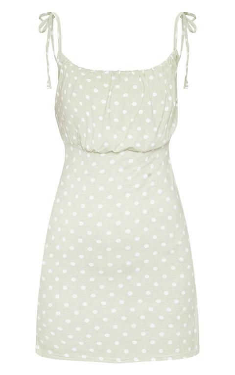 sage green polka dot dress