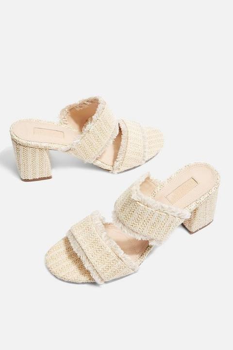 Womens Nelly Woven Mules - Cream, Cream