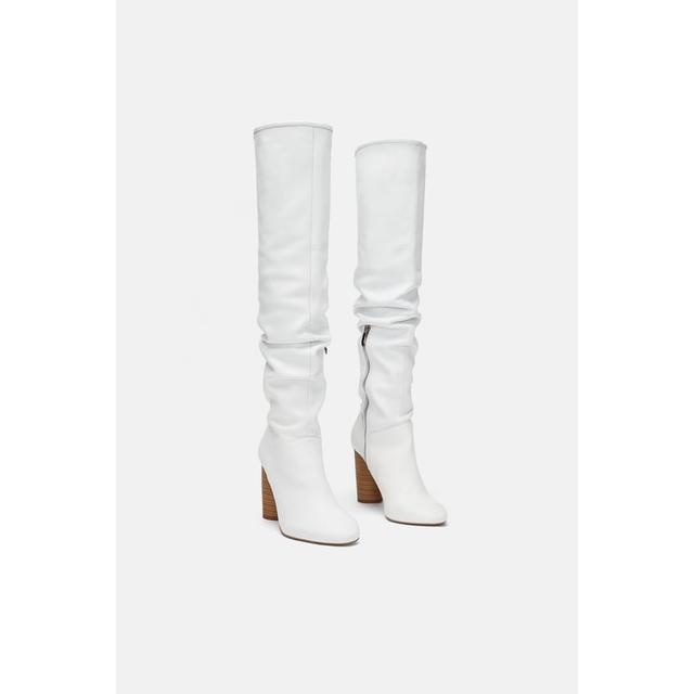 high heel leather boots zara