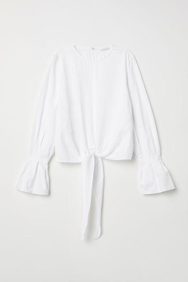 H & M - Camicetta Con Nodo In Basso - Bianco