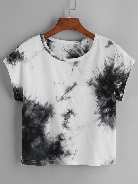 Camiseta Con Estampado De Tie Dye - Color Block