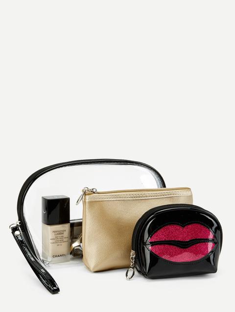 Lips Pattern Makeup Bag 3pcs