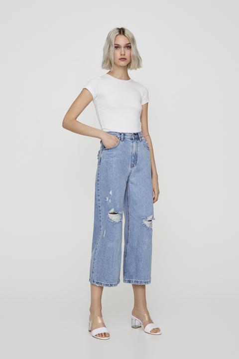 Jeans Culotte Detalle Rotos