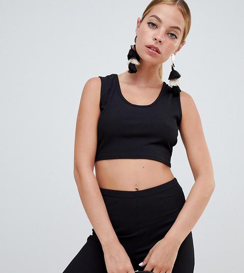 Esclusiva Boohoo Petite - Top Corto Con Scollo Rotondo - Nero