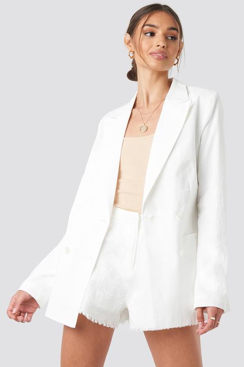 Iva Nikolina X Na-kd Double Breasted Blazer - White