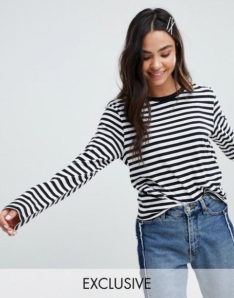 Monki Stripe Long Sleeve Top