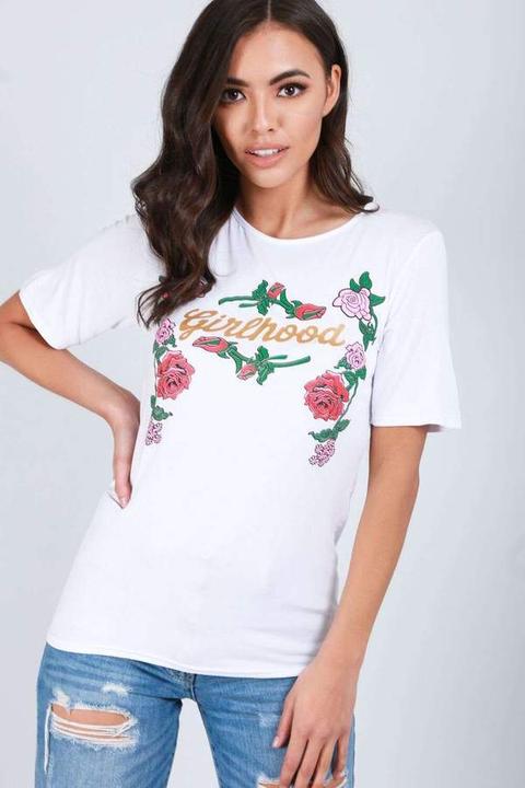 Amelia Girlhood Slogan Floral Print Tshirt