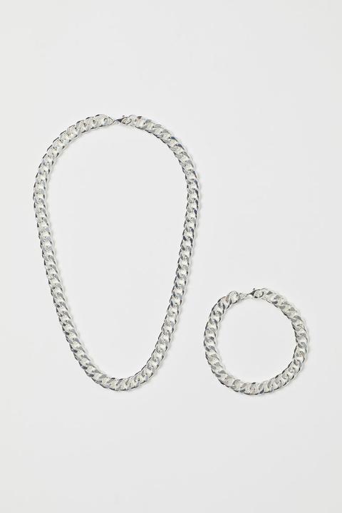 Pulsera Y Collar - Plata