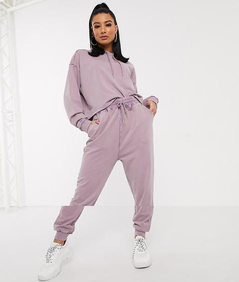 Asos Design Tracksuit Hoodie / Jogger In Acid Wash-purple