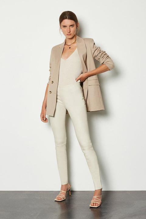 Karen Millen Stretch Leather Legging -, Ivory