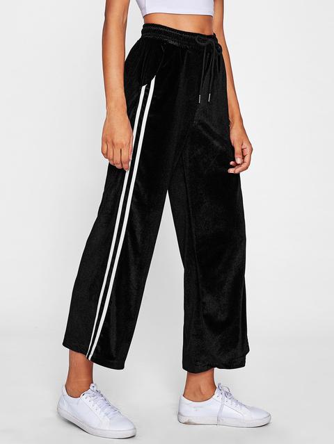 Stripe Side Velvet Wide Pants