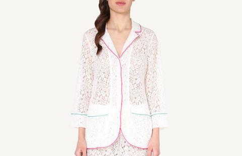 Chaqueta De Encaje De Algodón Con Manga 3/4