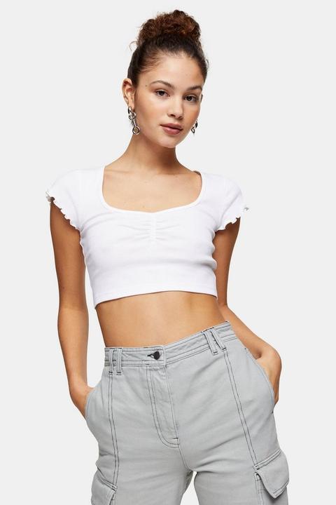 ruched crop top white