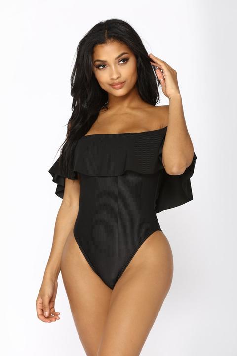 Flounce With It Swimsuit - Black