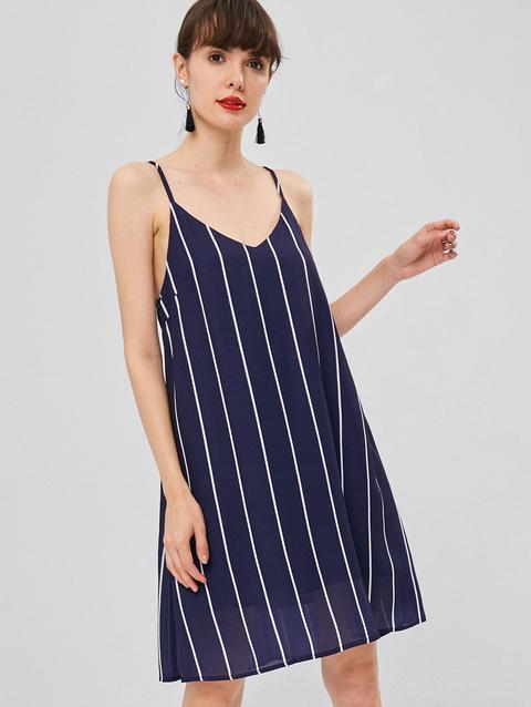 Abito A Righe White Deep Blue