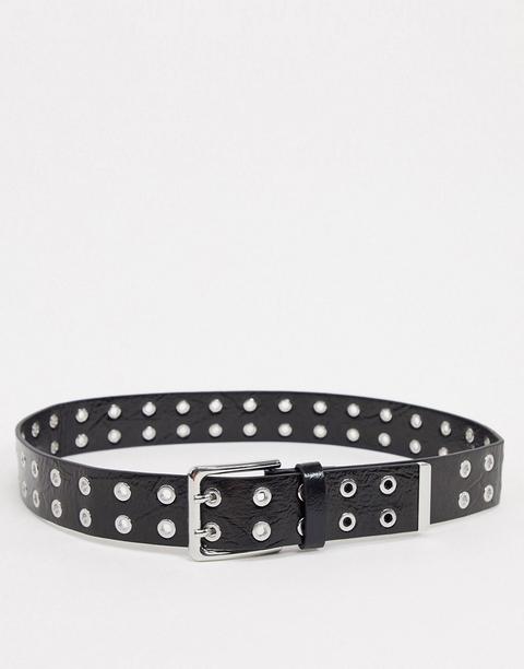 Topshop Belt With Double Eyelets In Black