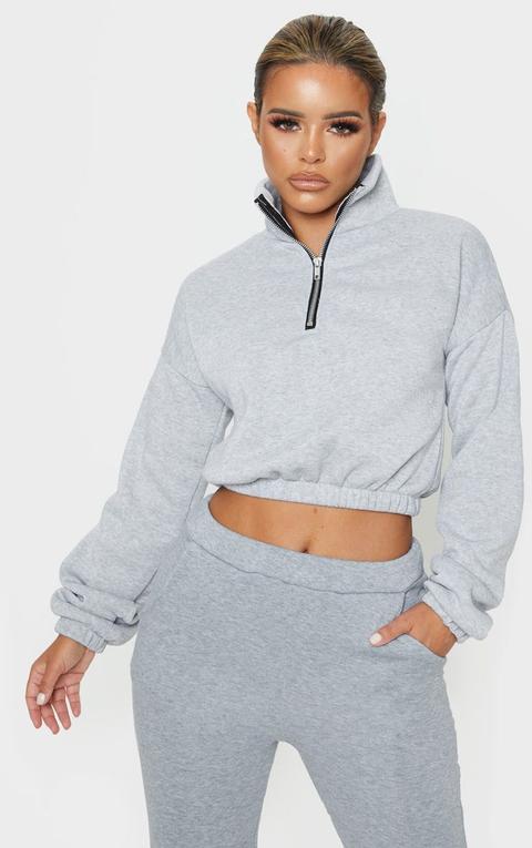 Petite Grey Half Zip Sweater