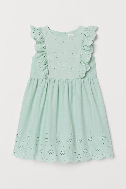 H & M - Abito Con Sangallo - Turchese