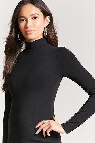 Forever 21 Turtleneck Knit Top Black