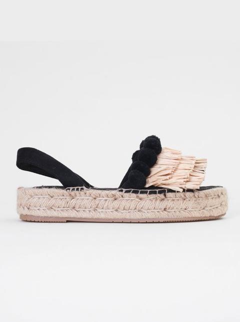 Sandalias Alpargatas De Esparto Con Borlas Beige 36