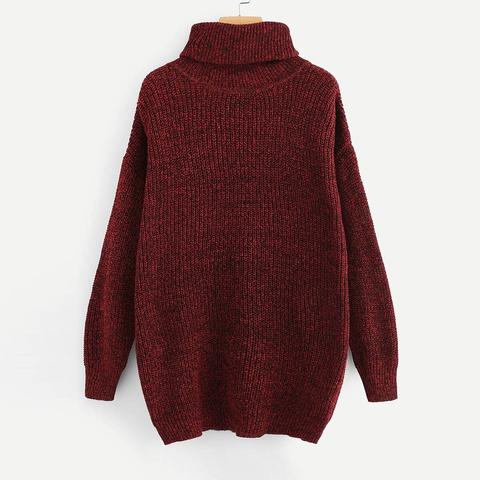 Langer Pullover Mit Rollkragen