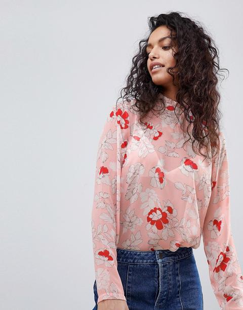 Vila Floral Sheer Blouse