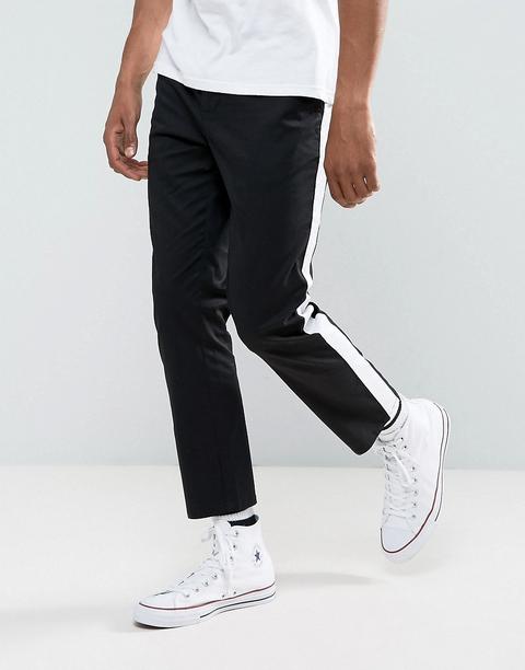 Asos - Chino Slim Alla Caviglia Neri Con Riga Laterale - Nero