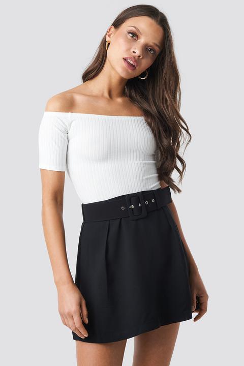 Belt Detailed Mini Skirt Schwarz