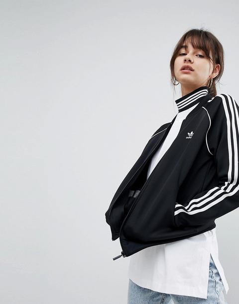 adidas originals three stripe reversible coat in black