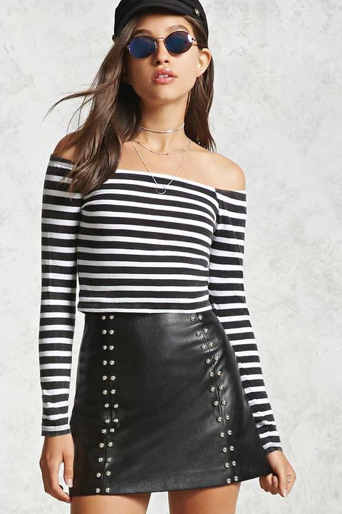 forever 21 striped off the shoulder top