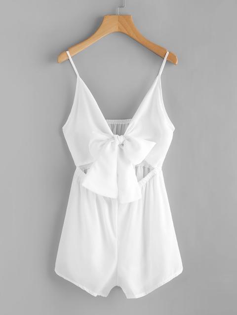 Cut Out Bow Tie Front Cami Romper