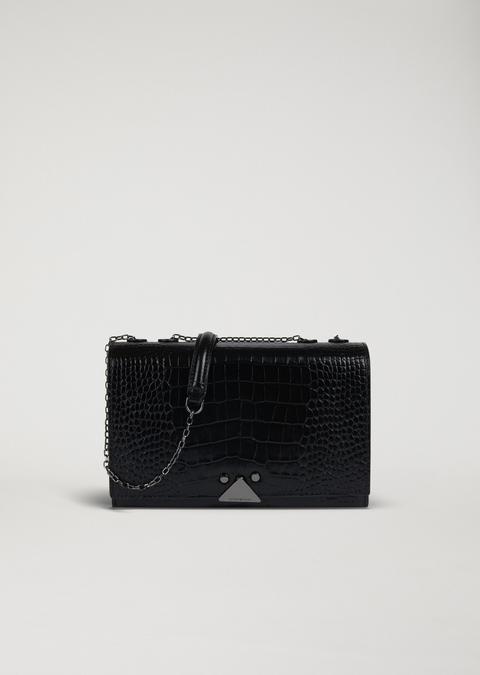 Borsa A Spalla In Pelle Lucida Con Stampa Cocco