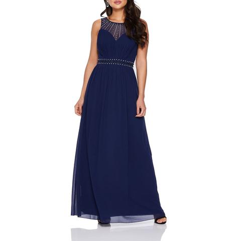 quiz navy chiffon high neck maxi dress