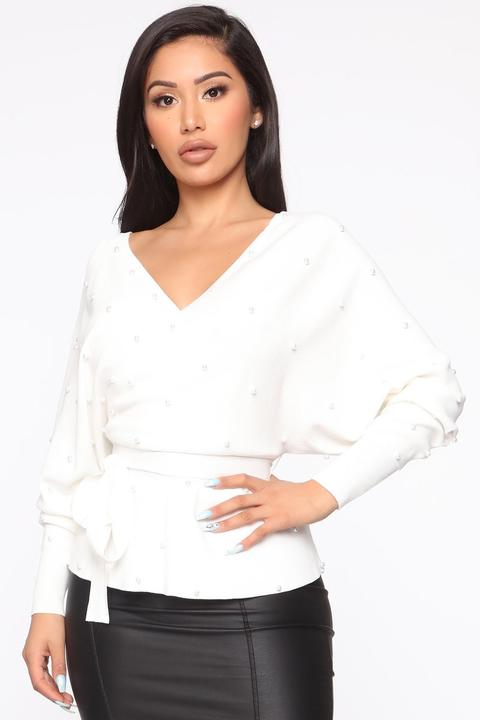 Won't Let You Go Pearl Sweater - Ivory