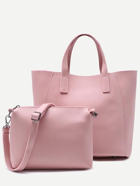 Tote Borsa Ecopelle E Borsa A Tracolla Rosa