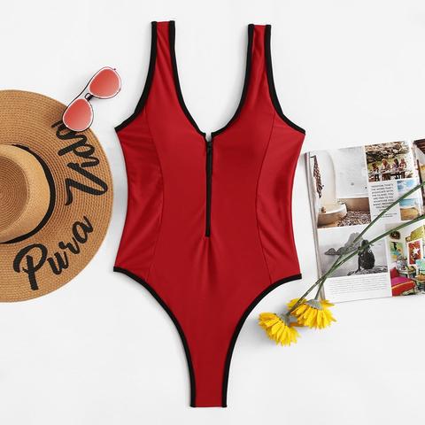 Cerniera Lampo One Pieces & Monokinis Rosso Costume Da Bagno