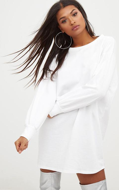 White Oversized Sweater Dress, White