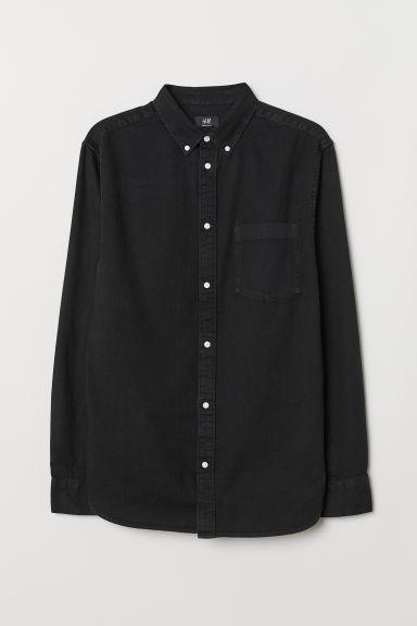 H & M - Camisa Vaquera Regular Fit - Negro