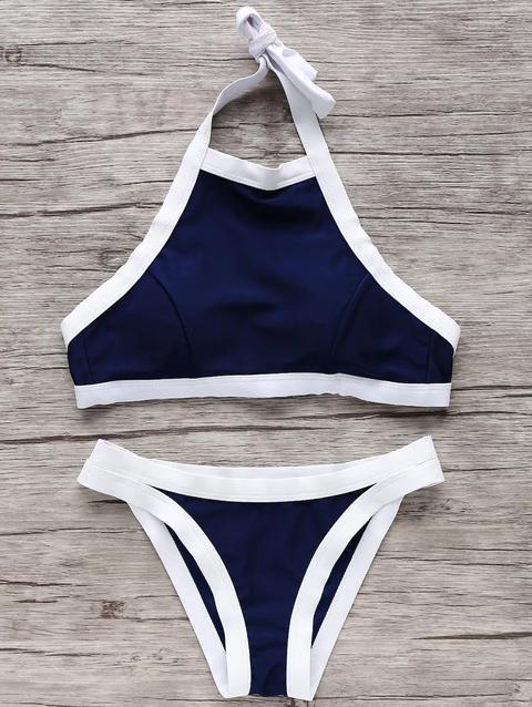 Halter Collo Alto Bikini Blue Black