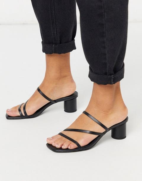 Sandalias De Tacón Negras Con Tiras Agnes De Monki-negro