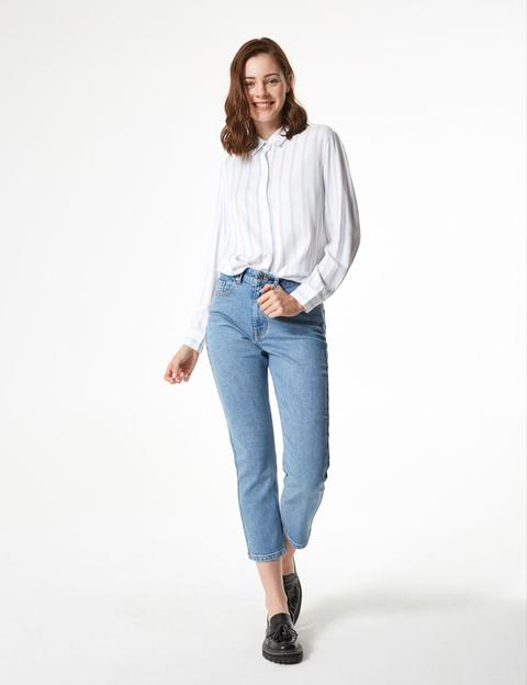 Jeans Mom Fit A Vita Alta