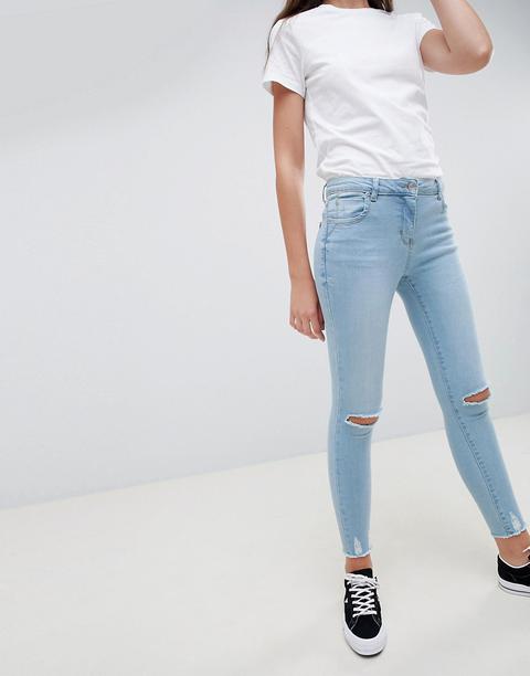 Parisian - Jeans Skinny Con Strappi Alle Ginocchia - Blu