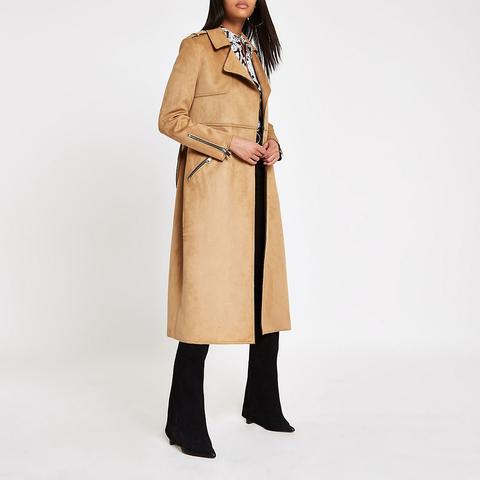 suede belted trench coat