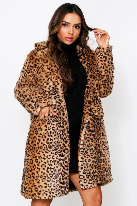 Leopard Print Faux Fur Coat